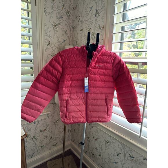 Eddie Bauer Girls Cirruslite Reversible Hooded Jacket Pink Ombre Down Puffer L - Picture 1 of 7